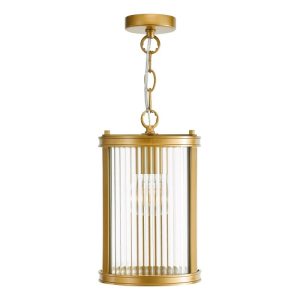 Dar Lighting Bianka Ceiling Pendant Light In Bronze With Ribbed Glass