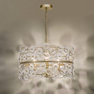 Dar Lighting Fonda 3 Light Ceiling Pendant Light In Satin Gold With Glass