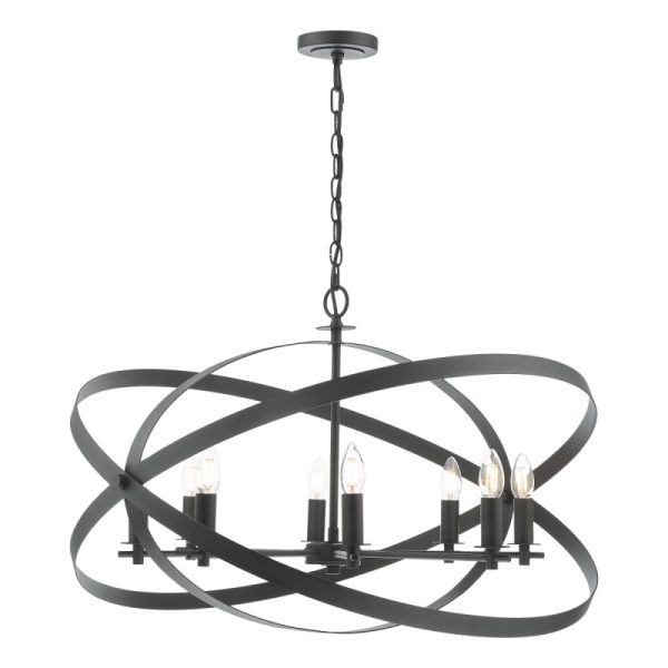 Dar Lighting Nitya 8 Light Ceiling Pendant Light In Matt Black Finish