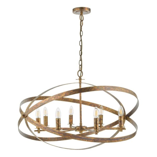 Dar Lighting Nitya 8 Light Ceiling Pendant Light In Mottled Copper Finish NIT0864