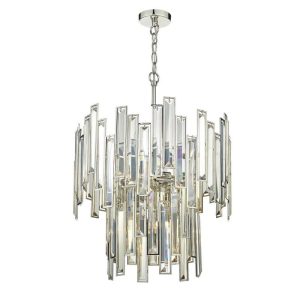 Dar ODI0620 Odile 6 Light Pendant Ceiling Light In Polished Nickel