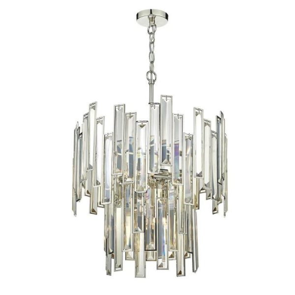 Dar ODI0620 Odile 6 Light Pendant Ceiling Light In Polished Nickel
