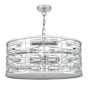 Dar SEV0650 Seville 6 Light Pendant Ceiling Light in Polished Chrome