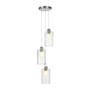 David Hunt Lighting Acton 3 Light Ceiling Pendant In Satin Chrome With Dimpled Glass