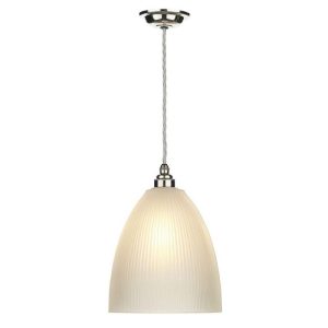 David Hunt Lighting DUX0150 Duxford 1 Light Pendant Ceiling Light In Nickel Chrome With Satin Glass