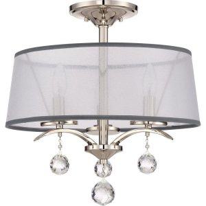 Elstead QZ/WHITNEY/SF Whitney 3 Light Pendant/Semi Flush Ceiling Light In Imperial Silver