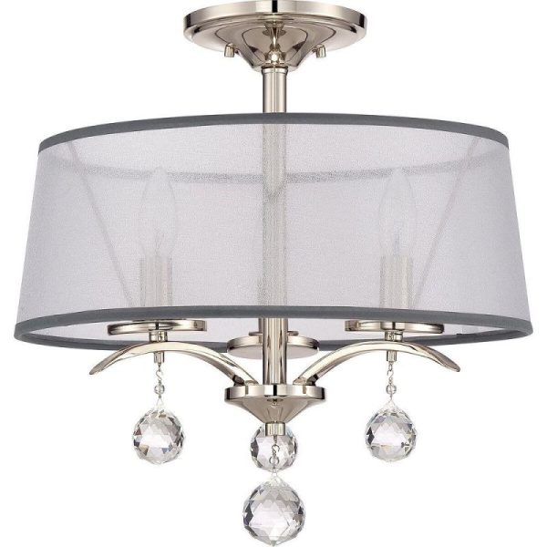 Elstead QZ/WHITNEY/SF Whitney 3 Light Pendant/Semi Flush Ceiling Light In Imperial Silver