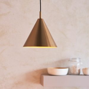 Endon 102891 Cape Single Ceiling Pendant Light In Warm Antique Brass Finish