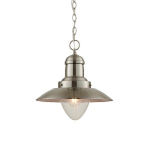 Endon 60799 Mendip Industrial Fisherman Ceiling Pendant Light in Satin Nickel Finish