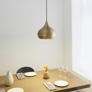 Endon 61299 Brosnan Single Ceiling Pendant Light in Matt Antique Brass