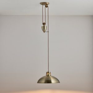 Endon POLKA-AB Rise And Fall Pendant Ceiling Light In Antique Brass