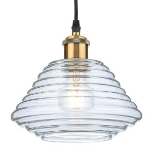 Firstlight 2857AB Logan 1 Light Small Ceiling Pendant Light In Antique Brass With Clear Glass