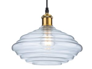 Firstlight 2858AB Logan 1 Light Large Ceiling Pendant Light In Antique Brass With Clear Glass