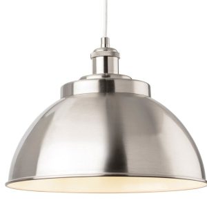Firstlight 2897BS Genoa 1 Light Ceiling Pendant Light In Brushed Steel Finish
