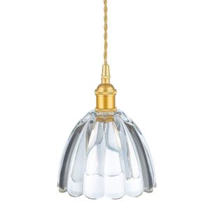 Firstlight 2906GO Wilshire 1 Light Small Ceiling Pendant Light In Satin Gold With Clear Decorative Glass