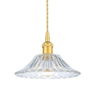 Firstlight 2907GO Wilshire 1 Light Medium Ceiling Pendant Light In Satin Gold With Clear Decorative Glass