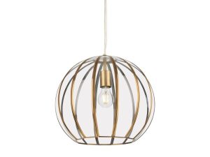 Firstlight 2915AB Lincoln 1 Light Round Ceiling Pendant In Antique Brass With Clear Glass Panels