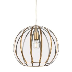 Firstlight 2915AB Lincoln 1 Light Round Ceiling Pendant In Antique Brass With Clear Glass Panels