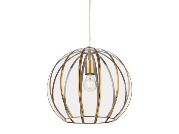 Firstlight 2915AB Lincoln 1 Light Round Ceiling Pendant In Antique Brass With Clear Glass Panels