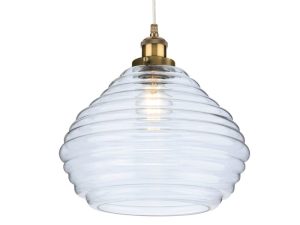 Firstlight 2931AB Orla 1 Light Ceiling Pendant Light In Antique Brass With Clear Glass