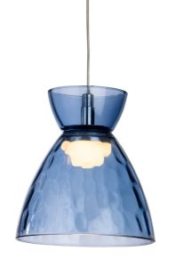 Firstlight 6840CHBL Royale LED Ceiling Pendant Light In Chrome With Blue Dimpled Glass