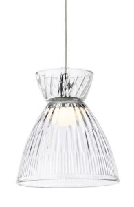Firstlight 6840CHCL Royale LED Ceiling Pendant Light In Chrome With Clear Ribbed Glass