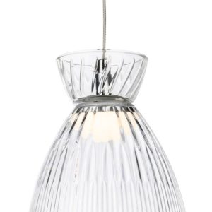 Firstlight 6840CHCL Royale LED Ceiling Pendant Light In Chrome With Clear Ribbed Glass