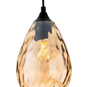 Firstlight 6848AM Soho Ceiling Pendant Light In Matt Black with Amber Decorative Glass