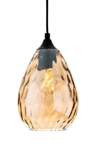 Firstlight 6848AM Soho Ceiling Pendant Light In Matt Black with Amber Decorative Glass