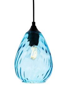 Firstlight 6848AQ Soho Ceiling Pendant Light In Matt Black with Aqua Decorative Glass