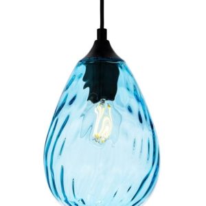 Firstlight 6848AQ Soho Ceiling Pendant Light In Matt Black with Aqua Decorative Glass