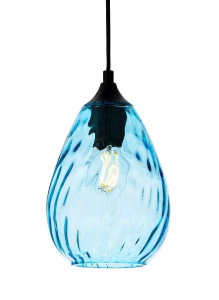 Firstlight 6848AQ Soho Ceiling Pendant Light In Matt Black with Aqua Decorative Glass