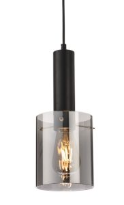 Firstlight 6935BK Phase Ceiling Pendant Light In Black Finish With Smoked Glass
