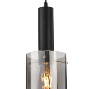 Firstlight 6935BK Phase Ceiling Pendant Light In Black Finish With Smoked Glass