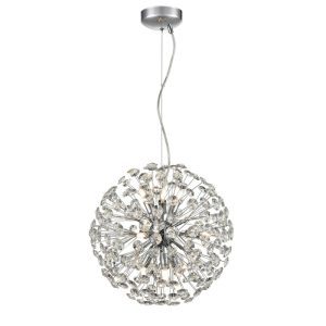 Franklite FL-2446-9 Allium 9 Light Ceiling Pendant Light In Chrome Finish With Crystals F2446-9