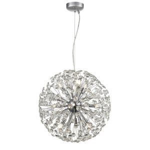 Franklite FL2447-9 Allium 9 Light Large Ceiling Pendant Light In Chrome Finish With Crystals