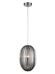 Franklite PCH226 Almond 1 Light Large Oval Ceiling Pendant Light In Smoked Finish
