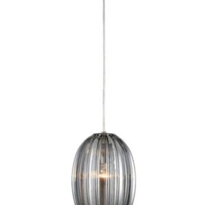 Franklite PCH226 Almond 1 Light Large Oval Ceiling Pendant Light In Smoked Finish