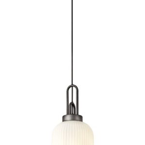 Glenn 1 Light Tubular Ceiling Pendant in Aged Pewter With Opal Glass