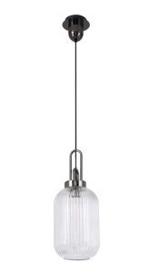 Glenn 1 Light Tubular Ceiling Pendant in Black Chrome With Clear Glass