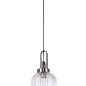 Glenn 1 Light Tubular Ceiling Pendant in Black Chrome With Clear Glass