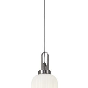 Glenn 1 Light Tubular Ceiling Pendant in Black Chrome With Opal Glass