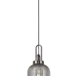 Glenn 1 Light Tubular Ceiling Pendant in Black Chrome With Smoked Glass