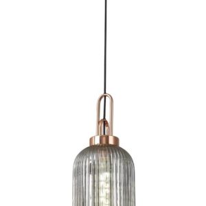 Glenn 1 Light Tubular Ceiling Pendant in Copper With Champagne Glass