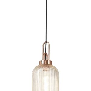 Glenn 1 Light Tubular Ceiling Pendant in Copper With Champagne Glass