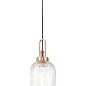 Glenn 1 Light Tubular Ceiling Pendant in Copper With Clear Glass
