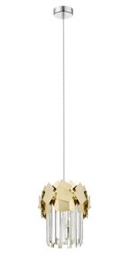 Impex Celine 1 Light Crystal Ceiling Pendant Light In Matt Gold Finish