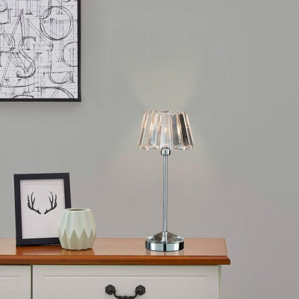Laura Ashley Capri Crystal Glass Small Table Lamp In Polished Chrome Finish
