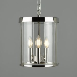 Laura Ashley Selbourne 3 Light Ceiling Lantern In Polished Nickel Finish