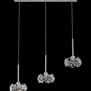 Prestige Fusion 3 Light Crystal Linear Ceiling Pendant Light In Polished Chrome Finish